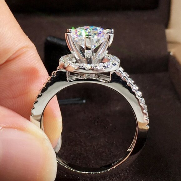 ✔ Accept offer Jewelry - 💍 "Engagement Round CZ Diamond Bling Anillos Silver UNVN12128